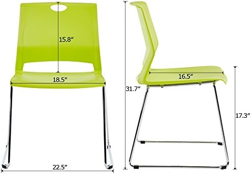 Green Stackable Chairs Set of 4, Colorful Plastic Chair for Dining, alternate view 3