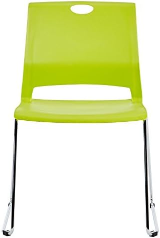 Green Stackable Chairs Set of 4, Colorful Plastic Chair for Dining, alternate view 6