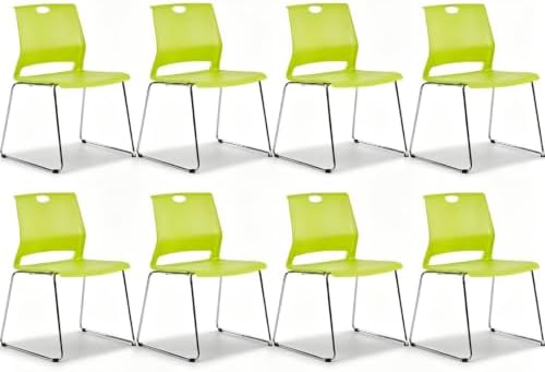 Green Stackable Chairs Set of 8, Colorful Plastic Chair for Dining