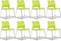 Green Stackable Chairs Set of 8, Colorful Plastic Chair for Dining