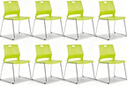 Green Stackable Chairs Set of 8, Colorful Plastic Chair for Dining