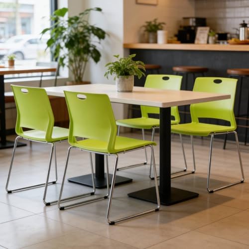 Green Stackable Chairs Set of 8, Colorful Plastic Chair for Dining, alternate view 2