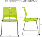 Green Stackable Chairs Set of 8, Colorful Plastic Chair for Dining, alternate view 3
