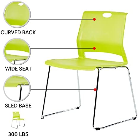 Green Stackable Chairs Set of 8, Colorful Plastic Chair for Dining, alternate view 4
