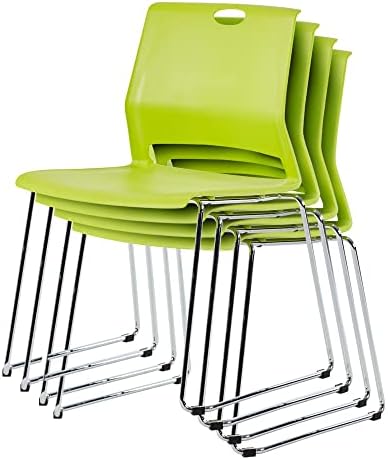 Green Stackable Chairs Set of 8, Colorful Plastic Chair for Dining, alternate view 5