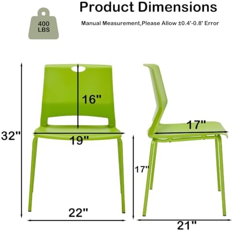 Green Stacking Conference Guest Chairs Set of 12, stackable Breakroom, alternate view 3