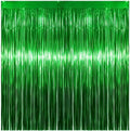 Green Tinsel Backdrop, 8 Pack 3.3 x 6.6 ft Foil Fringe Curtains in 3.3 x 6.6 ft