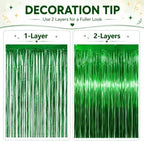 Green Tinsel Backdrop, 8 Pack 3.3 x 6.6 ft Foil Fringe Curtains in 3.3 x 6.6 ft, alternate view 4