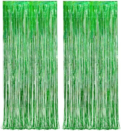 Green Tinsel Curtain Party Backdrop - 2 Packs