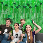 Green Tinsel Curtain Party Backdrop - 2 Packs, alternate view 2