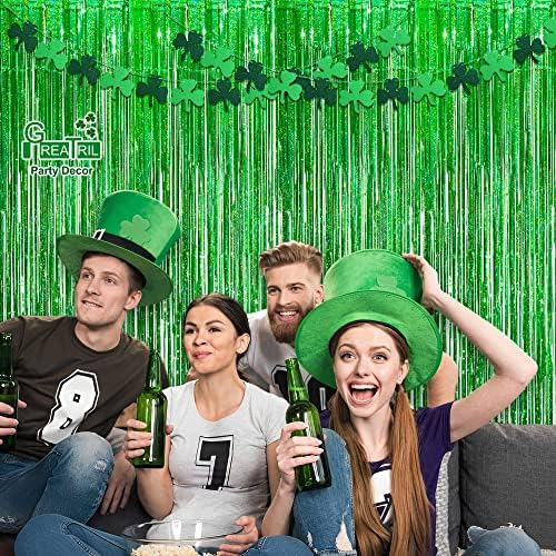 Green Tinsel Curtain Party Backdrop - 2 Packs, alternate view 2