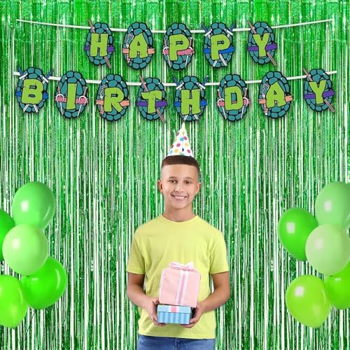 Green Tinsel Curtain Party Backdrop - 2 Packs, alternate view 3