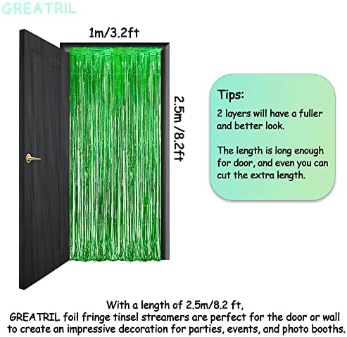 Green Tinsel Curtain Party Backdrop - 2 Packs, alternate view 4