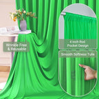Green Tulle Backdrop Curtain for Parties Wedding,20ft x 10ft Wrinkle Free Curtain Backdrop,2 Layer Drapes for, alternate view