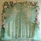 Green Tulle Backdrop Curtains with Lights 10x8ft Sheer Curtain Backdrop in 10x8ft, alternate view 7