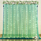 Green Tulle Backdrop Curtains with Lights String for Parites 10x10ft Sheer Backdrop Curtains Drapes for Birthday