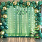 Green Tulle Backdrop Curtains with Lights String for Parites 10x10ft Sheer Backdrop Curtains Drapes for Birthday, alternate