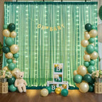 Green Tulle Backdrop Curtains with Lights String for Parites 10x10ft Sheer Backdrop Curtains Drapes for Birthday, alternate