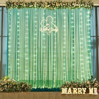 Green Tulle Backdrop Curtains with Lights String for Parites 10x10ft Sheer Backdrop Curtains Drapes for Birthday, alternate