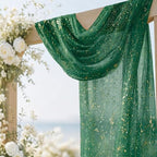 Green Wedding Arch Draping Fabric 1 Panel 28" x 20FT, Glitter Sheer Backdrop Drapes for Wedding Ceremony, alternate view 4