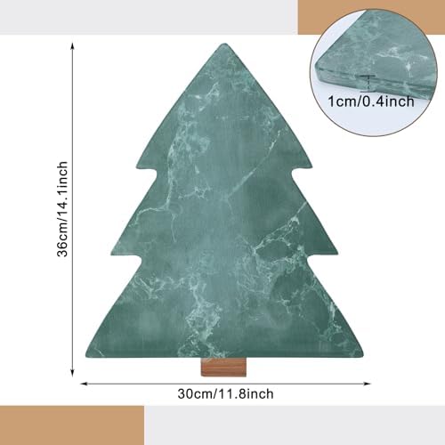 Green Xmas Tree Marble Cheese Board Charcuterie Cutting Tray Marble Serving Decorative for Decoration, alternate view 2