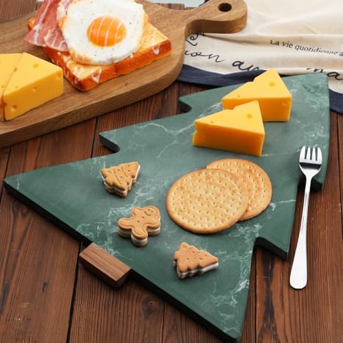 Green Xmas Tree Marble Cheese Board Charcuterie Cutting Tray Marble Serving Decorative for Decoration, alternate view 3