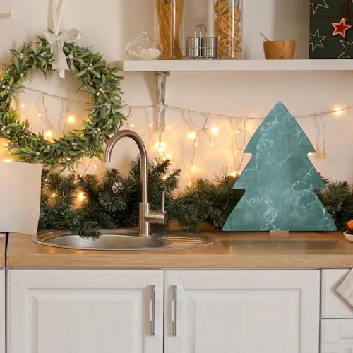 Green Xmas Tree Marble Cheese Board Charcuterie Cutting Tray Marble Serving Decorative for Decoration, alternate view 5