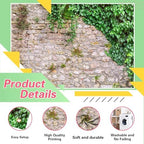 Greenery Brick Wall Backdrop 8x6 FT for Photoshoot Rustic Stone Wall Backdrops Spring Plant Rock Photography, alternate view