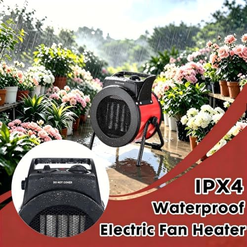 Greenhouse Heater with Thermostat, 1500W Patio Heater, Red in Red, alternate view 4