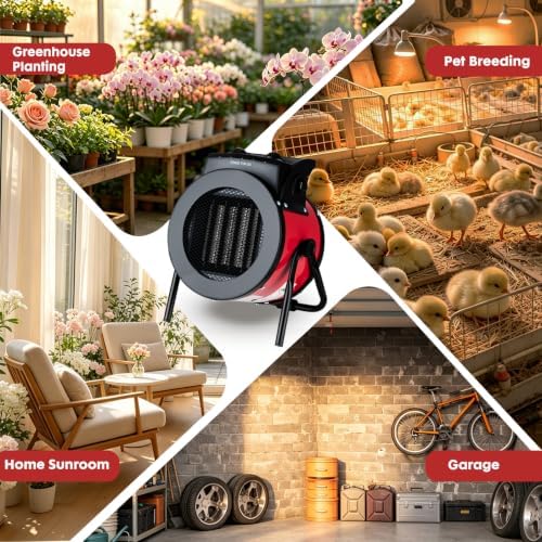 Greenhouse Heater with Thermostat, 1500W Patio Heater, Red in Red, alternate view 7