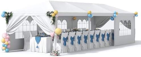 Greesum 10x30 Outdoor Canopy with 6 Side Removable Walls, Patio Camping Heavy Duty Gazebo Shelter for Party