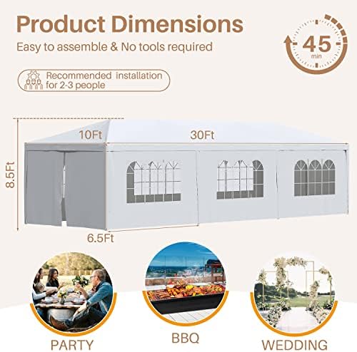 Greesum 10x30 Outdoor Canopy with 6 Side Removable Walls, Patio Camping Heavy Duty Gazebo Shelter for Party, alternate view 3