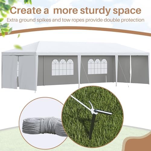 Greesum 10x30 Outdoor Canopy with 6 Side Removable Walls, Patio Camping Heavy Duty Gazebo Shelter for Party, alternate view 7