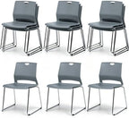 Grey Plastic Stack Chair for Office Guests & Waiting Rooms, 12-Pack
