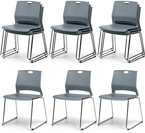 Grey Plastic Stack Chair for Office Guests & Waiting Rooms, 12-Pack