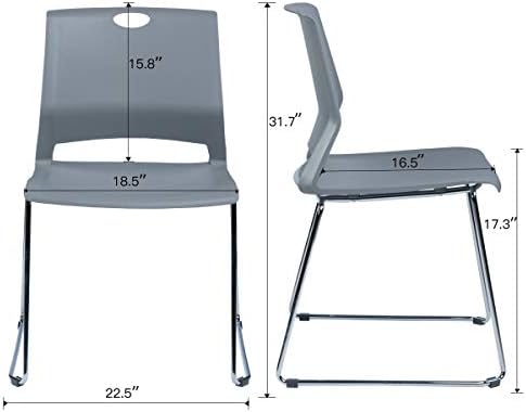 Grey Plastic Stack Chair for Office Guests & Waiting Rooms, 12-Pack, alternate view 3