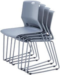 Grey Stackable Chairs Set of 4 for Break Conference Room Church Lobby
