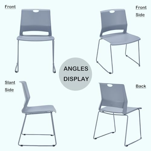 Grey Stackable Chairs Set of 4 for Break Conference Room Church Lobby, alternate view 7