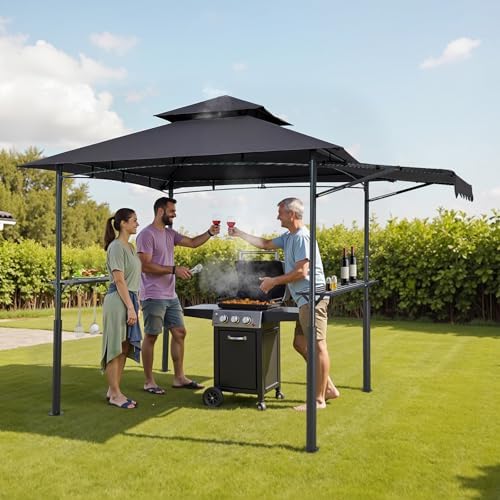 Grill Gazebo, 11x5 ft BBQ Gazebo with Extra Awning, Double-Tiered Outdoor Grill Shelter, Thickened Support Legs, alternate