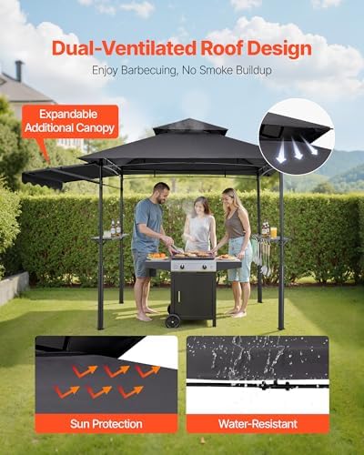 Grill Gazebo, 11x5 ft BBQ Gazebo with Extra Awning, Double-Tiered Outdoor Grill Shelter, Thickened Support Legs, alternate