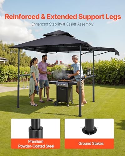 Grill Gazebo, 11x5 ft BBQ Gazebo with Extra Awning, Double-Tiered Outdoor Grill Shelter, Thickened Support Legs, alternate