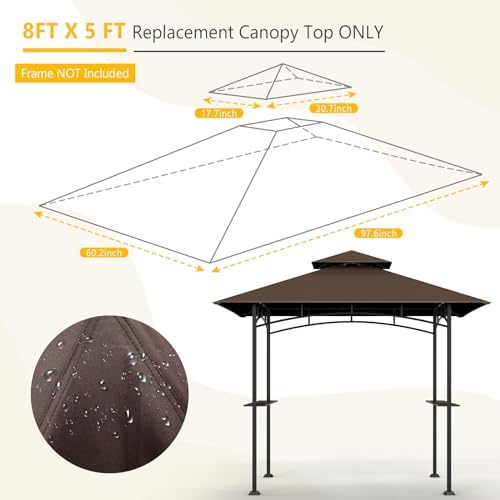 Grill Gazebo Canopy Replacement, 5 x 8 Ft, Brown in 5 x 8 Ft in Brown, alternate view 3