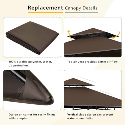 Grill Gazebo Canopy Replacement, 5 x 8 Ft, Brown in 5 x 8 Ft in Brown, alternate view 5