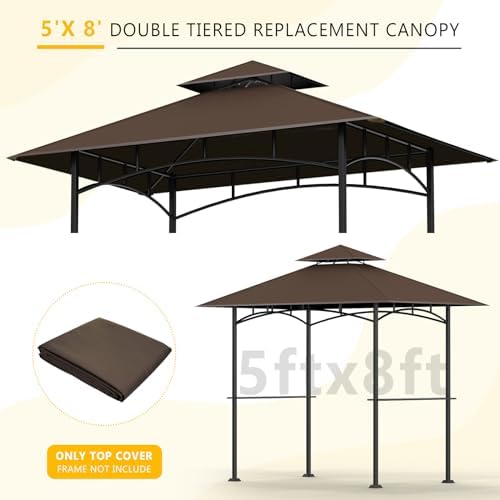 Grill Gazebo Canopy Replacement, 5 x 8 Ft, Brown in 5 x 8 Ft in Brown, alternate view 6