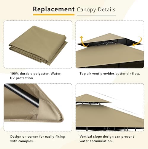 Grill Gazebo Canopy Replacement, 5 x 8 Ft, Khaki in 5 x 8 Ft in Khaki, alternate view 5