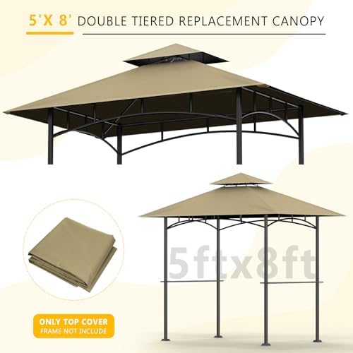 Grill Gazebo Canopy Replacement, 5 x 8 Ft, Khaki in 5 x 8 Ft in Khaki, alternate view 6