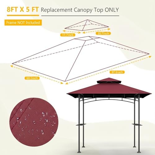 Grill Gazebo Canopy Replacement, 5 x 8 Ft, Red in 5 x 8 Ft in Red, alternate view 3