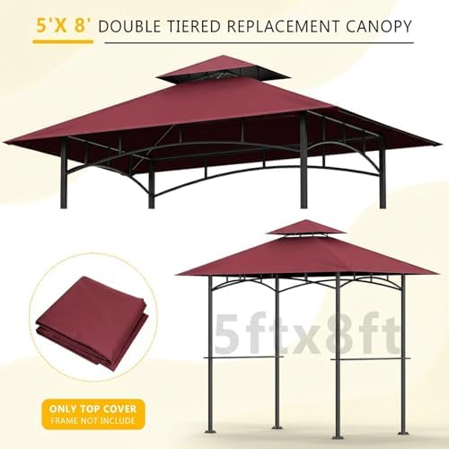 Grill Gazebo Canopy Replacement, 5 x 8 Ft, Red in 5 x 8 Ft in Red, alternate view 6