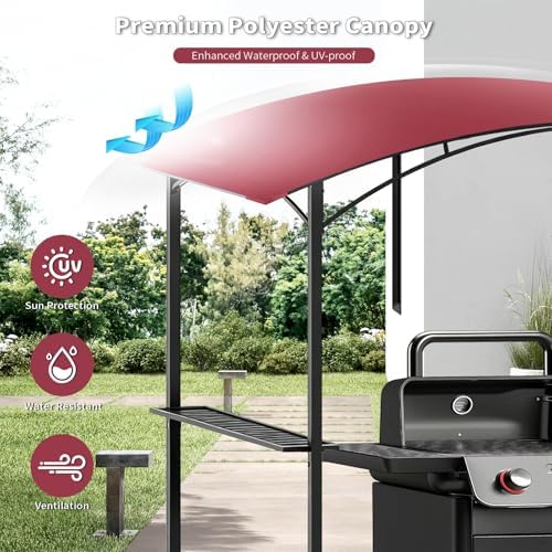 Grill Gazebo Replacement Canopy Top Cover Only, 8x5 ft, Red in 8x5 ft in Red, alternate view 3