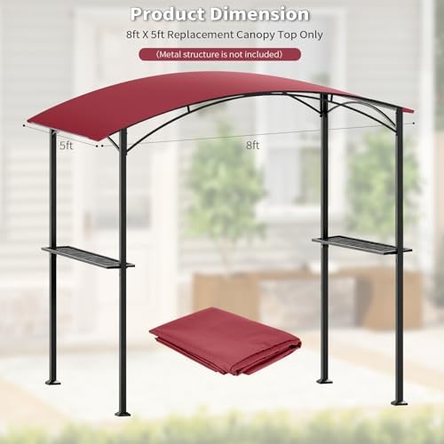 Grill Gazebo Replacement Canopy Top Cover Only, 8x5 ft, Red in 8x5 ft in Red, alternate view 4